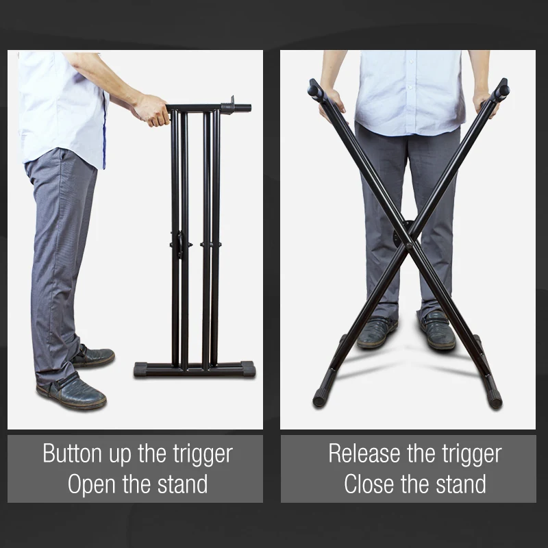 KS033 Two-Tier Single-X Keyboard Stand detail view 1