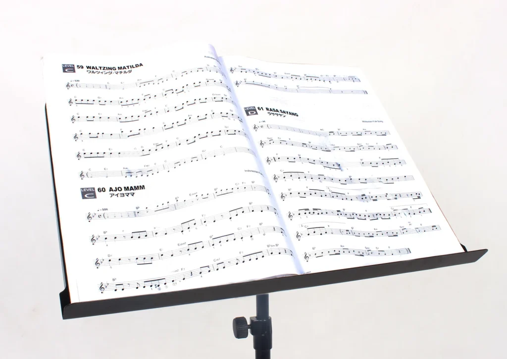 MUS023 Lightweight Folding Music Stand detail view 2